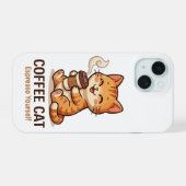 Coffee Cat Espresso Yourself Süße Katze iPhone 15 Hülle (Rückseite (Horizontal))