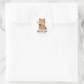 Coffee Cat Espresso Yourself Süßes Kätzchen Runder Aufkleber (Tasche)