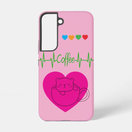 Coffee Cat in Cup Samsung Case – Pink Samsung Galaxy Hülle (Rückseite)