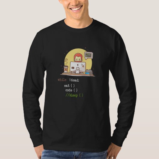 Coffee Cat IT Programmcode Programmer Coder Comput T-Shirt (Vorderseite)