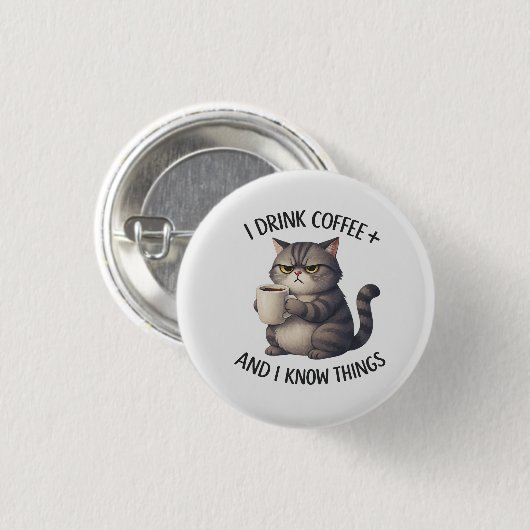 Coffee Cat Wisdom Button (Vorne & Hinten)
