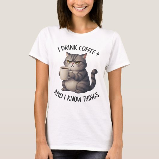 Coffee Cat Wisdom T-Shirt (Vorderseite)