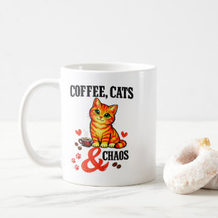 Coffee Cats And Chaos - Lustiges Orange Tabby T-Sh Kaffeetasse