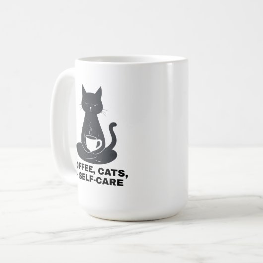 Coffee, Cats, and Self-Care Kaffeetasse (Vorderseite Links)