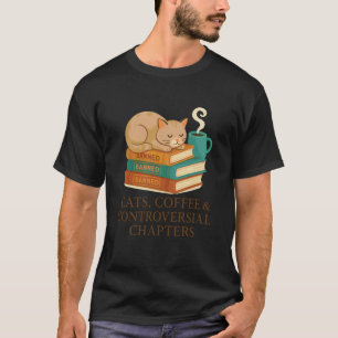 Coffee Cats & Banned Books Bücherwurm T-Shirt