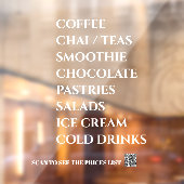 Coffee Chai Tea Salads Bakery Menu Window Decal Fensteraufkleber (Blatt 2)