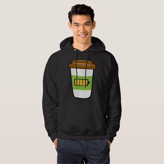Coffee Charging  Battery Graphic Plus Size Hoodie (Vorne ganz)