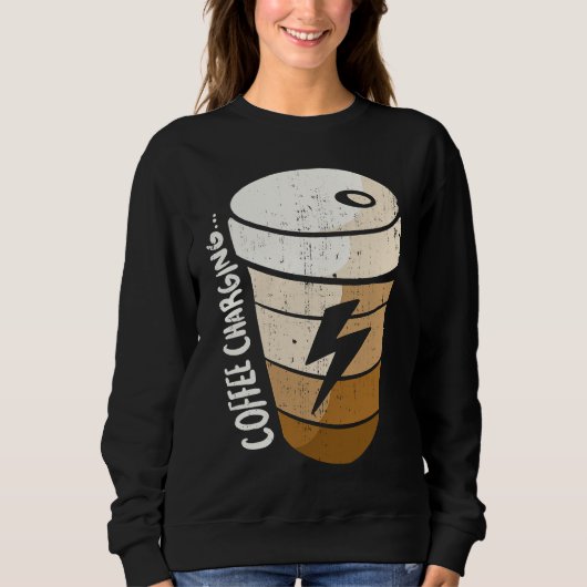 Coffee Charging Mug Cute Coffee Or Tea Or Me  Cat Sweatshirt (Vorderseite)
