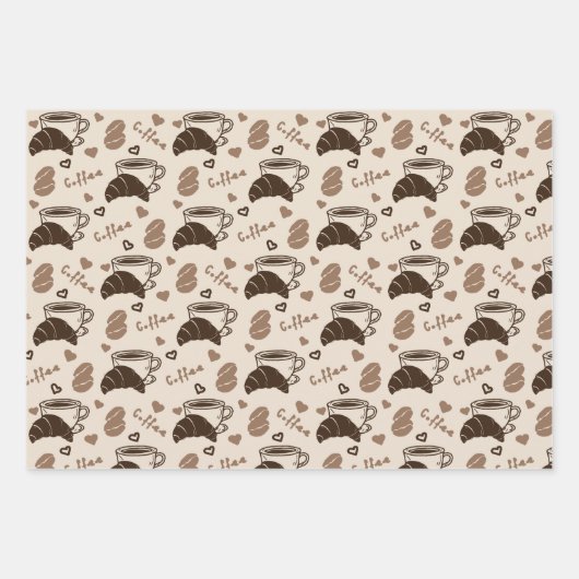 Coffee Charm Trio 3 Geschenkpapier Set (Vorderseite)