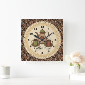 Coffee-Clock Quadratische Wanduhr (Zuhause)