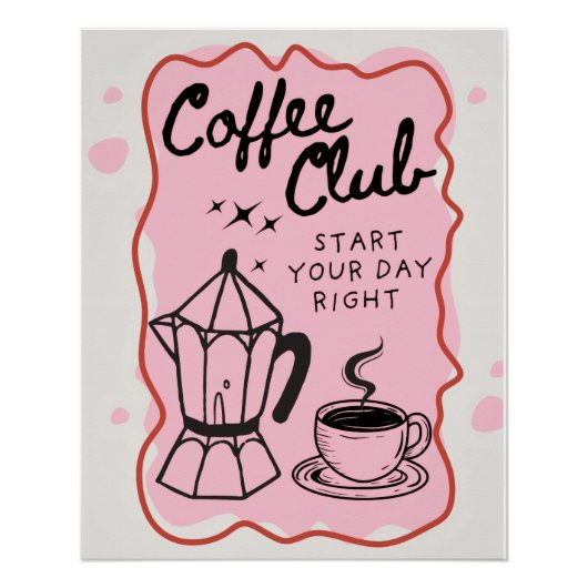Coffee Club – Poster Ilustrado com Café | Decoraçã (Vorderseite)