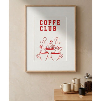 Coffee Club Poster | Minimalistisches Kaffee-Wandk