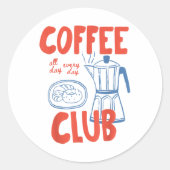 Coffee Club Retro Coffee Grafik für Kaffee Lover Runder Aufkleber (Vorderseite)