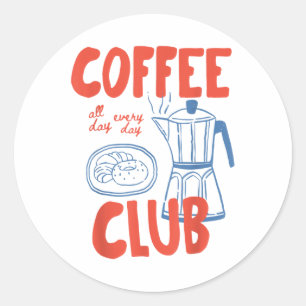 Coffee Club Retro Coffee Grafik für Kaffee Lover Runder Aufkleber