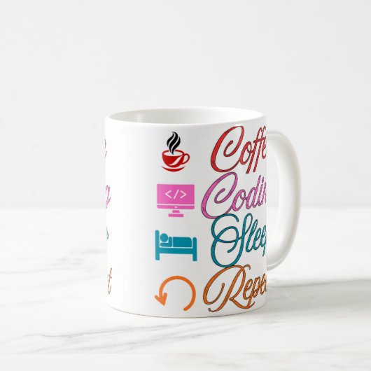 Coffee Coding Sleep Repeat - Programmierer  Kaffeetasse (VorderseiteRechts)
