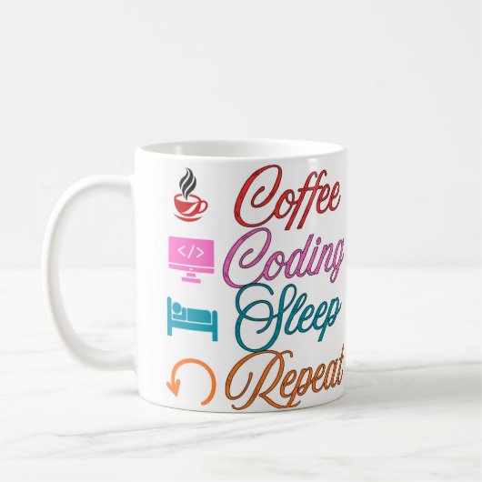 Coffee Coding Sleep Repeat - Programmierer  Kaffeetasse (Links)