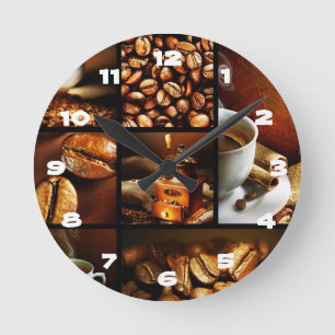Coffee Collage 2 Runde Wanduhr