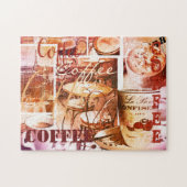 Coffee Collage Script Overlay Personalisiertes Puz Puzzle (Horizontal)