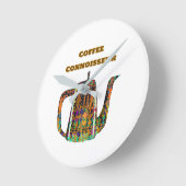 Coffee Connoisseur Floral Coffee Pot Runde Wanduhr (Winkel)