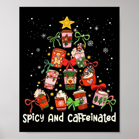 Coffee Coquette Bow Xmas Tree Christmas Scy Caffei Poster (Vorne)