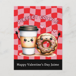 Coffee Couple Funny Valentines Day Postcard Postkarte