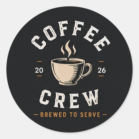 ☕ Coffee Crew Vintage Cafe-Mitarbeiteruniform ☕ Runder Aufkleber (Vorderseite)