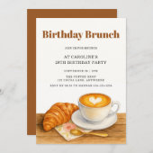 Coffee & Croissant 29th Adult Birthday Brunch Einladung (Vorne/Hinten)