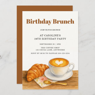 Coffee & Croissant 29th Adult Birthday Brunch Einladung
