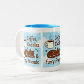 Coffee, Cuddles & Furry Friends Cute Cat Lover Cof Zweifarbige Tasse (Vorderseite Links)