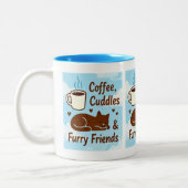 Coffee, Cuddles & Furry Friends Cute Cat Lover Cof Zweifarbige Tasse (Links)