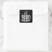 COFFEE CUP BAR CODE Tasse Barcode Muster Design Quadratischer Aufkleber (Tasche)
