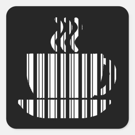 COFFEE CUP BAR CODE Tasse Barcode Muster Design Quadratischer Aufkleber (Vorderseite)