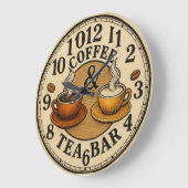 Coffee Cup Bar  home café Große Wanduhr (Winkel)