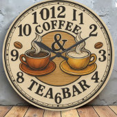 Coffee Cup Bar  home café Große Wanduhr