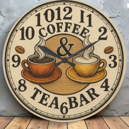 Coffee Cup Bar  home café Große Wanduhr