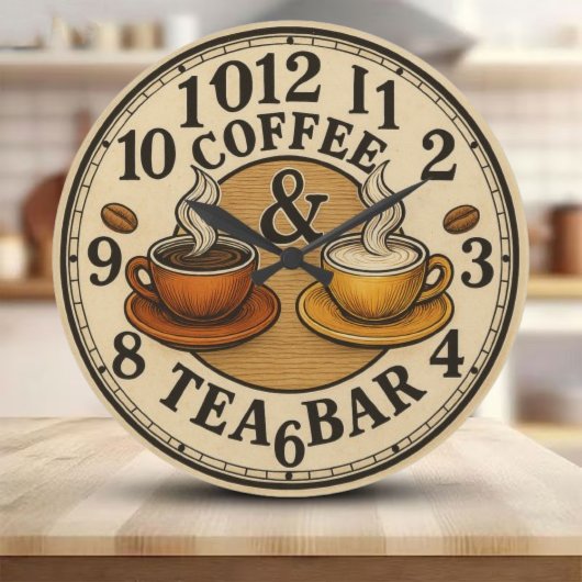 Coffee Cup Bar home café Große Wanduhr