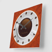 Coffee Cup & Coffee Beans Monogrammed Wall Clock Quadratische Wanduhr (Winkel)
