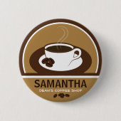 Coffee Cup Coffee Shop Café Personalausweis Tags Button (Vorderseite)