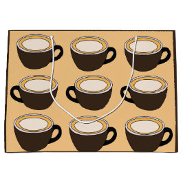 Coffee Cup Pattern Große Geschenktüte