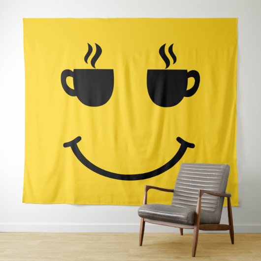 Coffee Cup Smile Wandteppich (Beispiel (Horizontal))