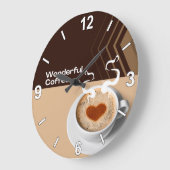 Coffee Cup Wall Clock – Cozy Cafe Kitchen Home Dec Große Wanduhr (Winkel)