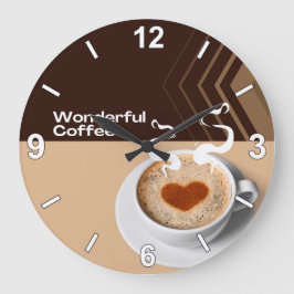 Coffee Cup Wall Clock – Cozy Cafe Kitchen Home Dec Große Wanduhr