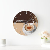 Coffee Cup Wall Clock – Cozy Cafe Kitchen Home Dec Große Wanduhr (Zuhause)