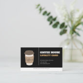 Coffee Cups Black White Cafe Customer Loyalty Card Treuekarte (Stehend Vorderseite)