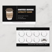 Coffee Cups Black White Cafe Customer Loyalty Card Treuekarte (Vorne/Hinten)