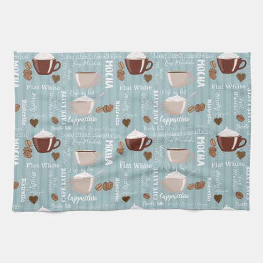 Coffee Cups Blue Vertical Lines Caffeine Grains Geschirrtuch (Horizontal)