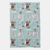 Coffee Cups Blue Vertical Lines Caffeine Grains Geschirrtuch (Vertikal)