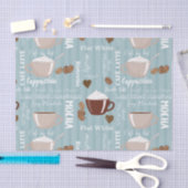 Coffee Cups Blue Vertical Lines Caffeine Grains Seidenpapier (Handwerk)