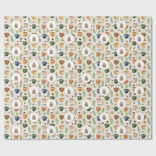 Coffee Cups Boho Muster Logo Geschenkpapier (Flach)