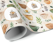 Coffee Cups Boho Muster Logo Geschenkpapier (Rolleneckpunkt)